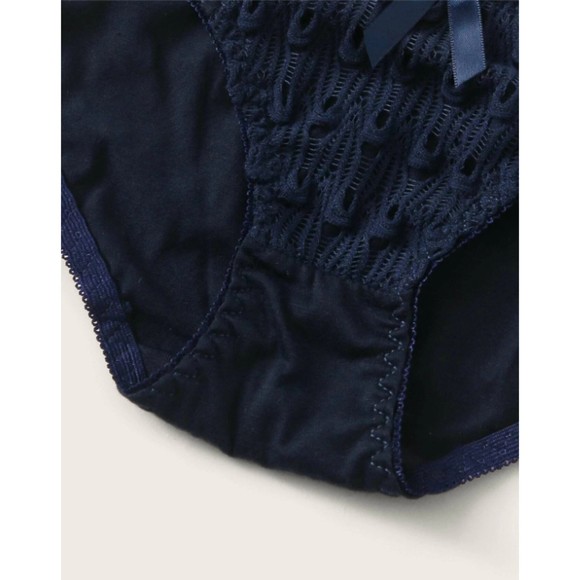 Size 10 Large Navy Blue Crochet Trim Underwire Lingerie Set - Picture 5 of 5